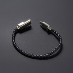 Charging Cable Bracelet Single Wrap // Black + Silver (7.5" iPhone)