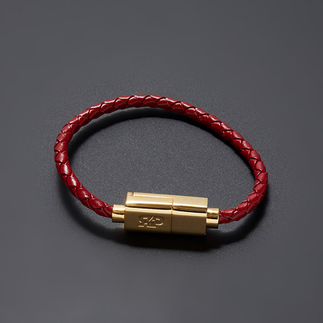 Charging Cable Bracelet Single Wrap // Maroon + Gold (7.5" iPhone)