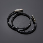 Charging Cable Bracelet Double Wrap // Black + Silver (15" iPhone)