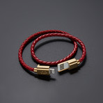 Charging Cable Bracelet Double Wrap // Maroon + Gold (16" iPhone)