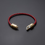 Charging Cable Bracelet Single Wrap // Maroon + Gold (7.5" iPhone)