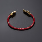 Charging Cable Bracelet Single Wrap // Maroon + Gold (7.5" iPhone)