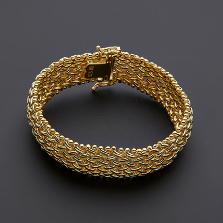 Large Mesh Interwoven Link Bracelet // Gold Plated