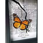 Portland Map Butterfly Shadow Box