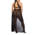 Georgette Gown + G-String // Black // Plus (1X)