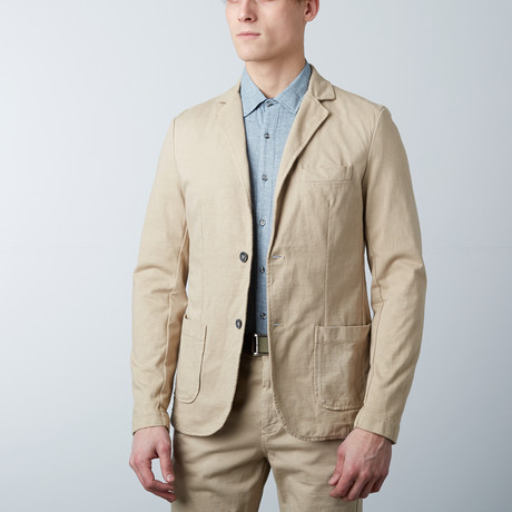 2 Button Stretch Knit Jacket // Camel (S)