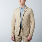 2 Button Stretch Knit Jacket // Camel (L)