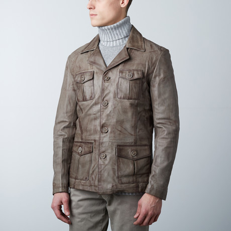 Triver Leather Jacket // Charcoal (S)