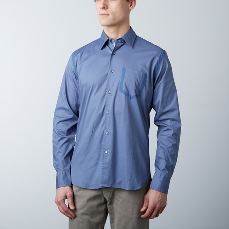 Hand Painted Seam Shirt // Cadet (S)