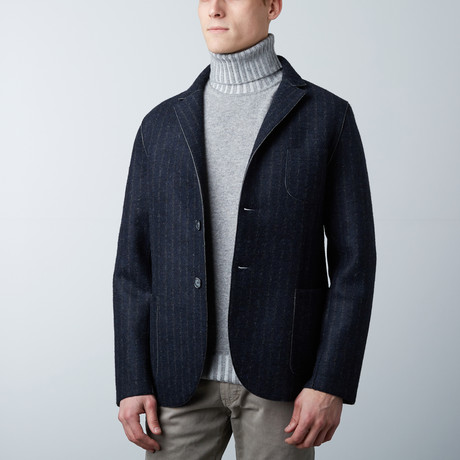 Pinstripe Scuba Jacket // Navy (S)