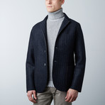 Pinstripe Scuba Jacket // Navy (XL)