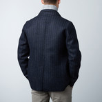 Pinstripe Scuba Jacket // Navy (XL)