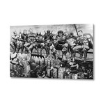 Marvel + DC Superheroes Lunch Atop A Skyscraper -B/W Edition // Aluminum Print (42"W x 28"H x 1.5"D)