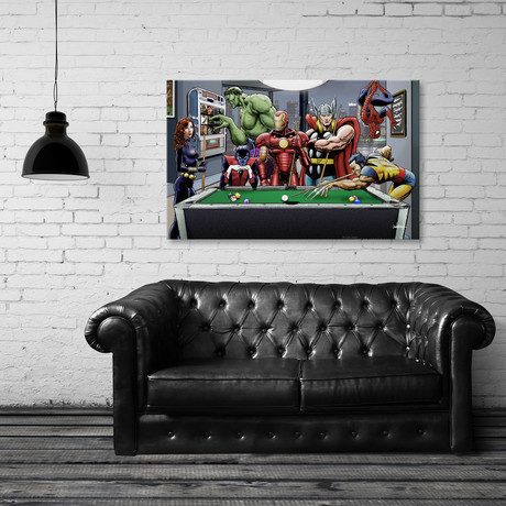 Afterhours // Marvel Superheroes Relax Playing Pool (8"H x 12"W x 0.75"D)