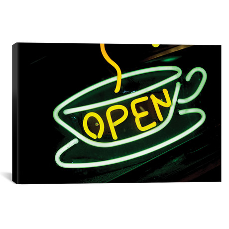 Neon "Open" Coffee Shop Sign, U.S. Route 66, Albuquerque, New Mexico, USA // Julien McRoberts (26"W x 18"H x 1.5"D)