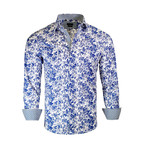 Geoffrey Modern-Fit Long-Sleeve Dress Shirt // White + Blue (L)