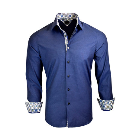 Daniel Modern-Fit Long-Sleeve Dress Shirt // Indigo (XS)