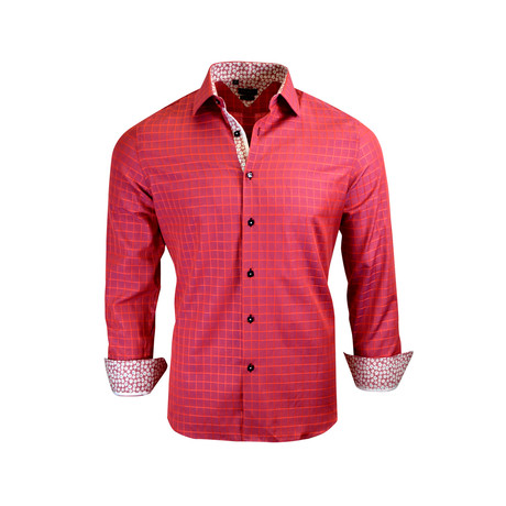 Sawyer Modern-Fit Long-Sleeve Dress Shirt // Red (S)