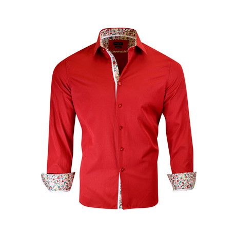 Leonard Modern-Fit Long-Sleeve Dress Shirt // Red (S)