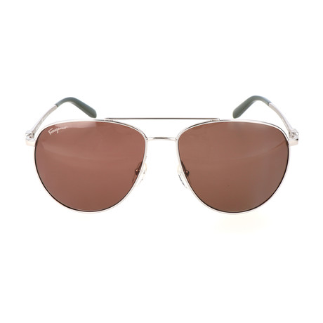 Salvatore Ferragamo // Lee Sunglass // Silver + Brown
