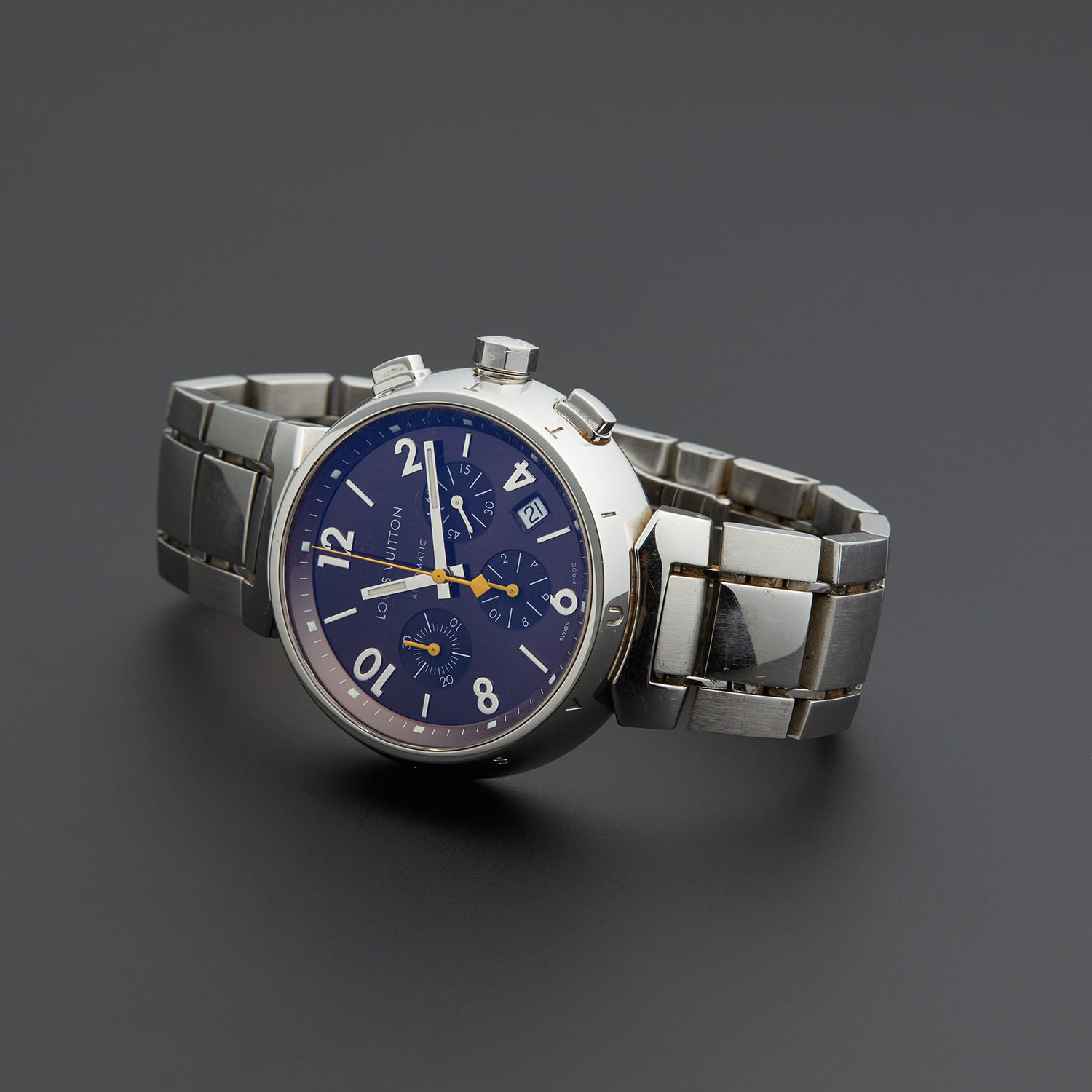 Authenticated Used Louis Vuitton LOUIS VUITTON Tambour Regatta Navy Men's  Quartz Battery Wristwatch Q102DZ