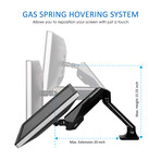 Dual LCD Monitor Mount + Gas Spring Fully Adjustable Arms