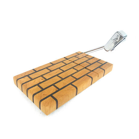 Brick Pattern Maple + Walnut Mortar // Cheese Board (Silver Slicing Arm)