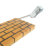 Brick Pattern Maple + Walnut Mortar // Cheese Board (Silver Slicing Arm)