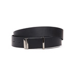 Leather Belt With Logo Buckle // Black (S)