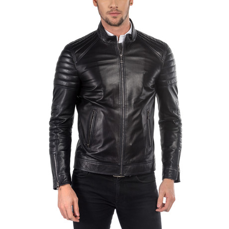 Emilio Leather Jacket // Navy (XS)