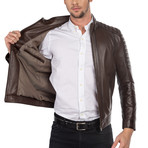 Cleven Leather Jacket // Brown (4XL)