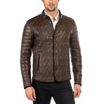 Lucio Leather Jacket // Walnut + Blue (M)