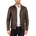 Lucio Leather Jacket // Walnut + Blue (3XL)