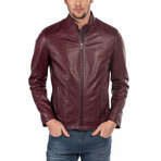 Amedeo Leather Jacket Slim Fit // Bordeaux (2XL)
