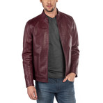 Amedeo Leather Jacket Slim Fit // Bordeaux (S)
