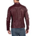 Amedeo Leather Jacket Slim Fit // Bordeaux (XS)