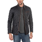 Achille Leather Jacket // Navy (L)