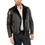 Pasqual Leather Jacket Slim Fit // Black (2XL)