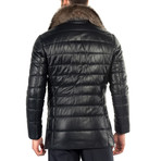 Rafael Leather Jacket // Black + Navy Lining (2XL)