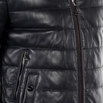 Rafael Leather Jacket // Black + Navy Lining (S)