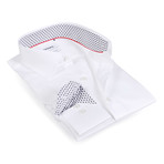 Textured Contrasts Button-Up Shirt // White (XL)