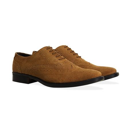 Suede Oxford Brogue Shoe // Tan (UK: 6.5)