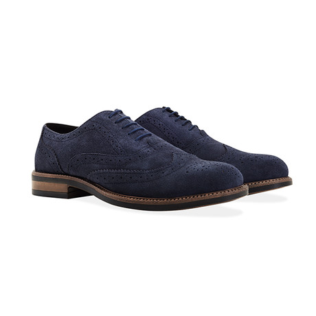 Suede Water Resistant Brogue // Navy (UK: 6.5)