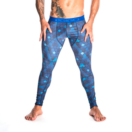 Geometric Lycra Pant // Blue (S)