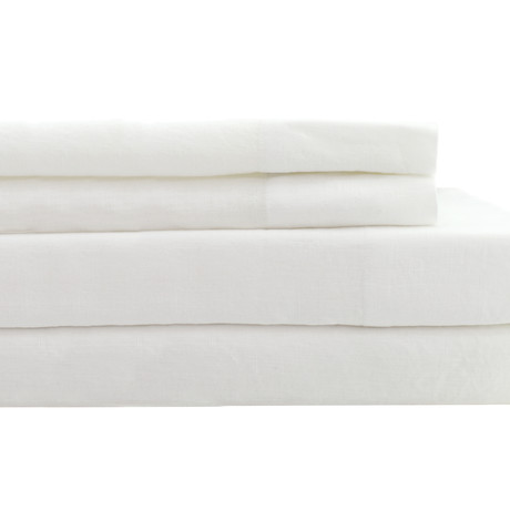 Linen Sheet Self Hem Set // White (Full)