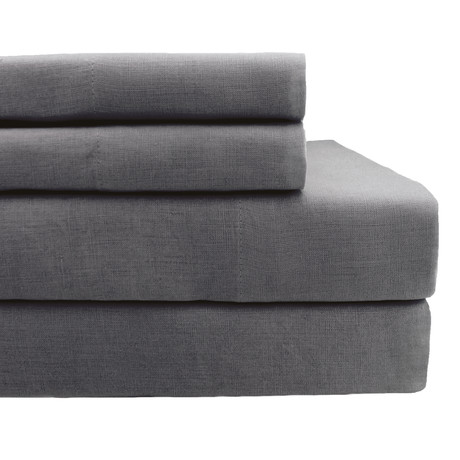 Linen Sheet Self Hem Set // Dark Gray (Cal King)