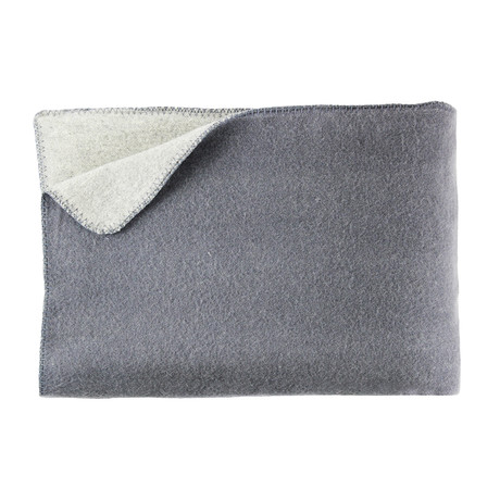 100% Merino Wool Blanket // Grey + Charcoal (Medium)