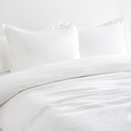 Yarn Dye Cotton Flannel Duvet Set // White (Twin)