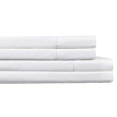 T400 Solid Hemstitch Sheet Set // White (Twin)