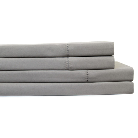 T400 Solid Hemstitch Sheet Set // Grey (Twin)